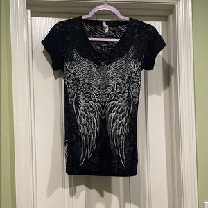 Black Graphic Women Top